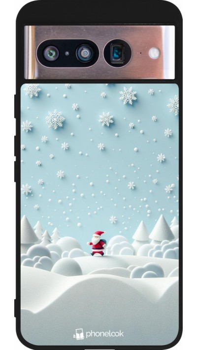 Coque Google Pixel 8 - Silicone rigide noir Noël 2023 Petit Père Flocon