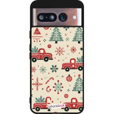Coque Google Pixel 8 - Silicone rigide noir Noël 2024 Camion Sapin