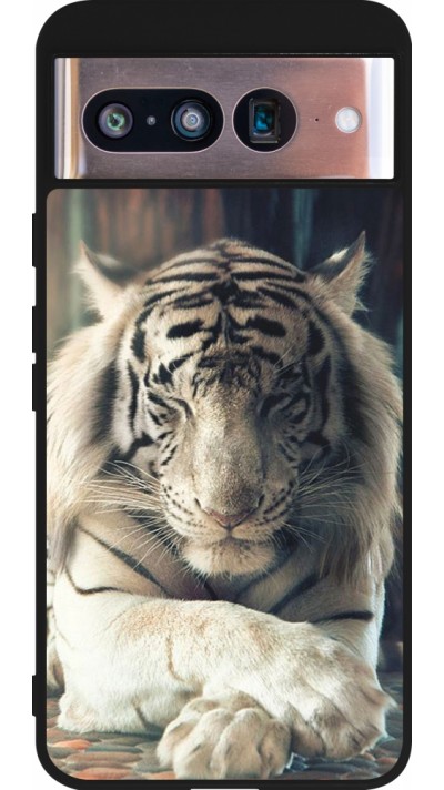 Coque Google Pixel 8 - Silicone rigide noir Zen Tiger