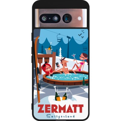Google Pixel 8 Case Hülle - Silikon schwarz Zermatt Mountain Jacuzzi