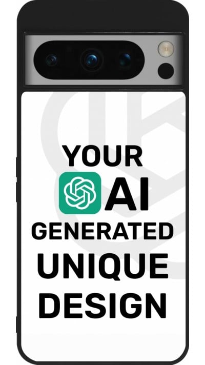 Coque Google Pixel 8 Pro - Silicone rigide noir 100% unique générée par intelligence artificielle (AI) avec vos idées