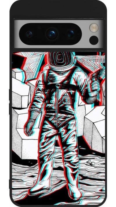 Coque Google Pixel 8 Pro - Silicone rigide noir Anaglyph Astronaut