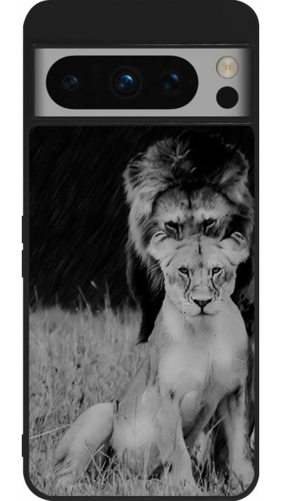 Coque Google Pixel 8 Pro - Silicone rigide noir Angry lions