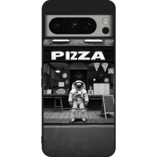 Coque Google Pixel 8 Pro - Silicone rigide noir Astronaute devant une Pizzeria