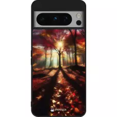 Coque Google Pixel 8 Pro - Silicone rigide noir Automne doré glare