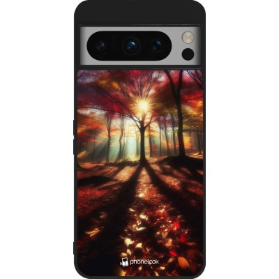 Coque Google Pixel 8 Pro - Silicone rigide noir Automne doré glare