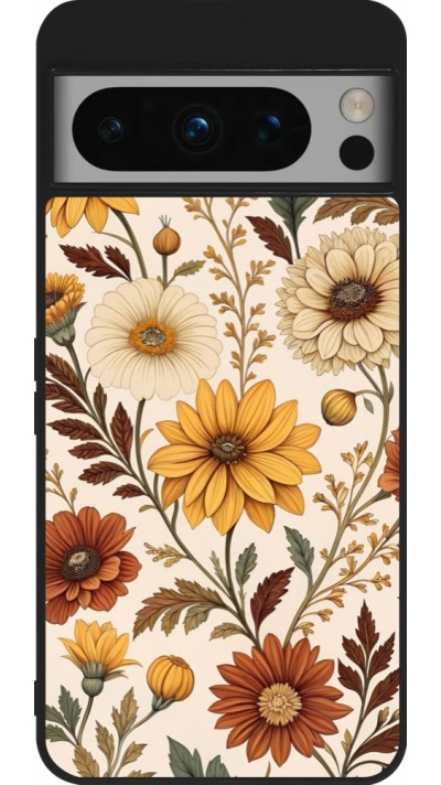 Google Pixel 8 Pro Case Hülle - Silikon schwarz Autumn 25 Flower pattern
