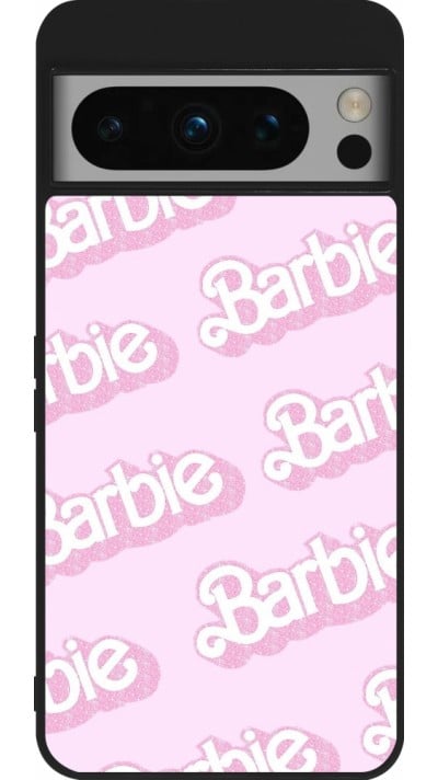 Google Pixel 8 Pro Case Hülle - Silikon schwarz Barbie light pink pattern