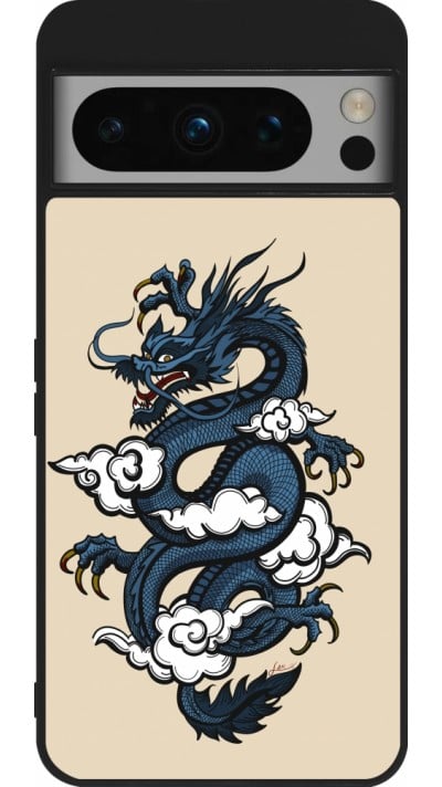 Google Pixel 8 Pro Case Hülle - Silikon schwarz Blue Dragon Tattoo
