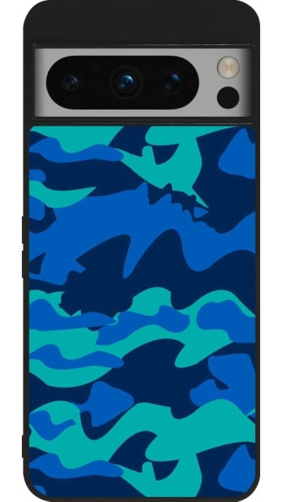 Coque Google Pixel 8 Pro - Silicone rigide noir Camo Blue