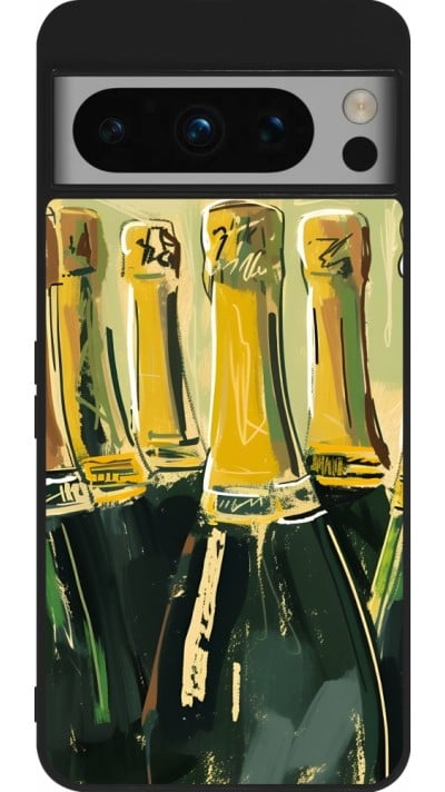 Coque Google Pixel 8 Pro - Silicone rigide noir Champagne peinture