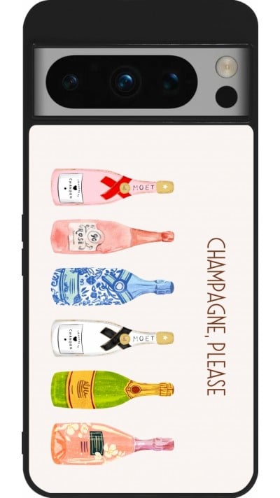 Google Pixel 8 Pro Case Hülle - Silikon schwarz Champagne Please