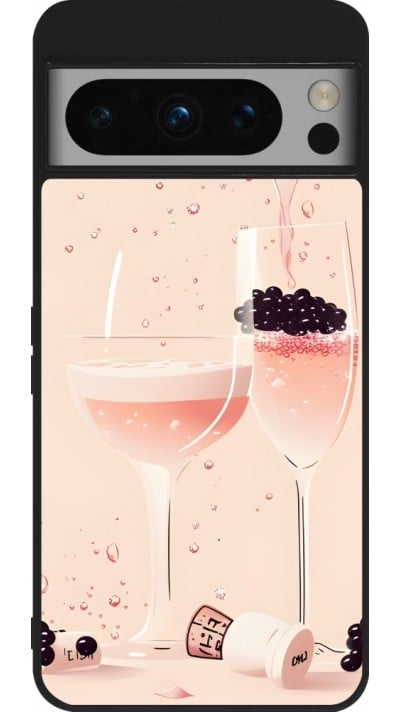 Google Pixel 8 Pro Case Hülle - Silikon schwarz Champagne Pouring Pink