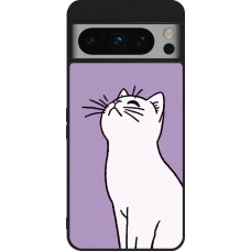 Coque Google Pixel 8 Pro - Silicone rigide noir Chat sur fond violet