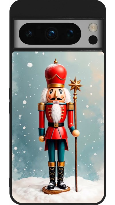 Coque Google Pixel 8 Pro - Silicone rigide noir Christmas 25 Nutcracker Snow