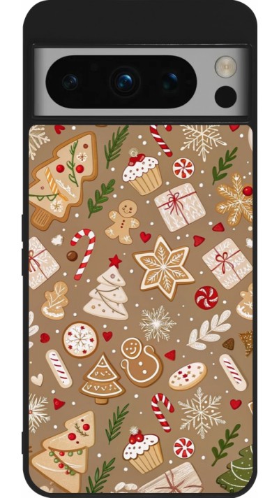 Coque Google Pixel 8 Pro - Silicone rigide noir Christmas 25 Pattern Ginger Cookie