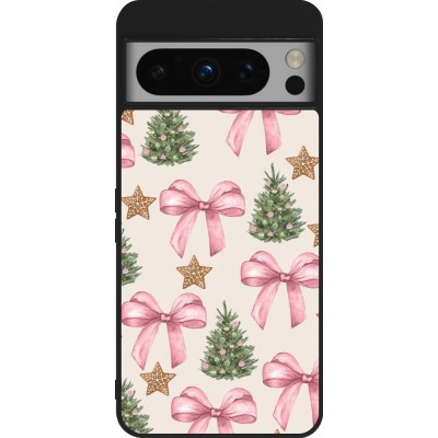 Coque Google Pixel 8 Pro - Silicone rigide noir Christmas 25 Vintage Ribbons