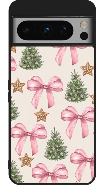 Coque Google Pixel 8 Pro - Silicone rigide noir Christmas 25 Vintage Ribbons