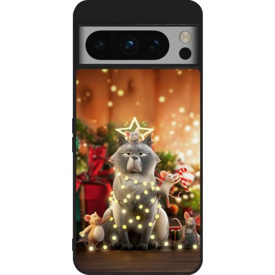 Coque Google Pixel 8 Pro - Silicone rigide noir Christmas 25 Xmas Cat