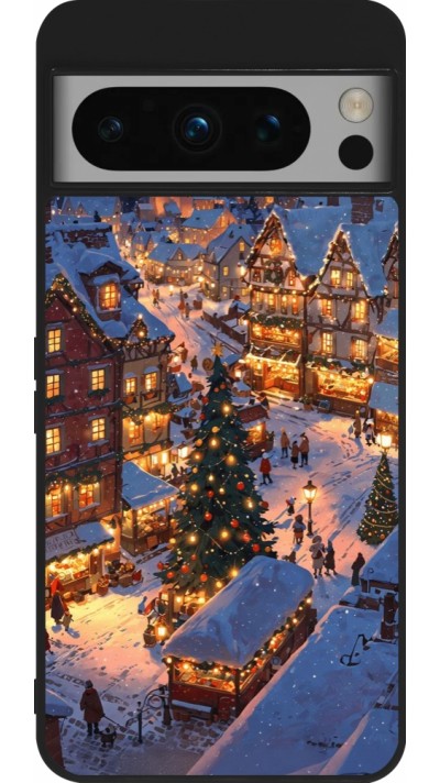 Coque Google Pixel 8 Pro - Silicone rigide noir Christmas 25 Xmas Village