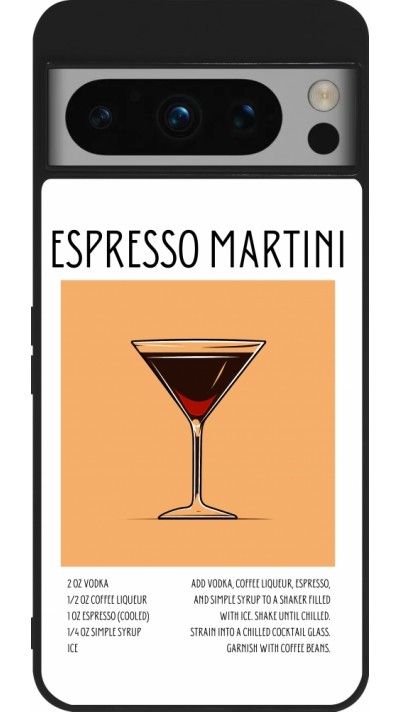 Coque Google Pixel 8 Pro - Silicone rigide noir Cocktail recette Espresso Martini