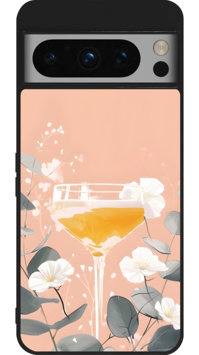 Google Pixel 8 Pro Case Hülle - Silikon schwarz Cocktail Flowers