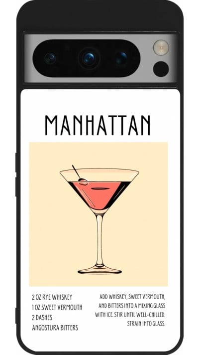 Google Pixel 8 Pro Case Hülle - Silikon schwarz Cocktail Rezept Manhattan