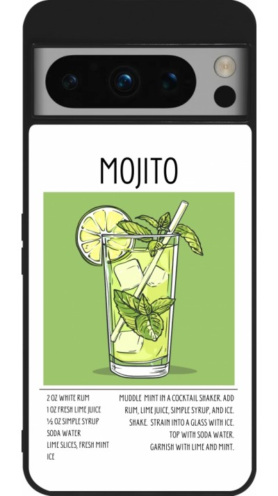 Coque Google Pixel 8 Pro - Silicone rigide noir Cocktail recette Mojito