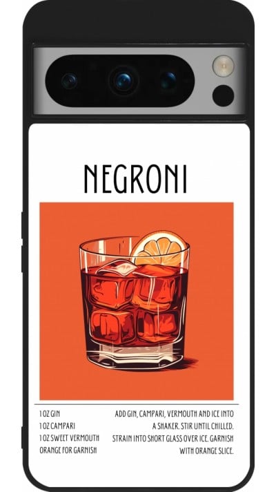 Coque Google Pixel 8 Pro - Silicone rigide noir Cocktail recette Negroni
