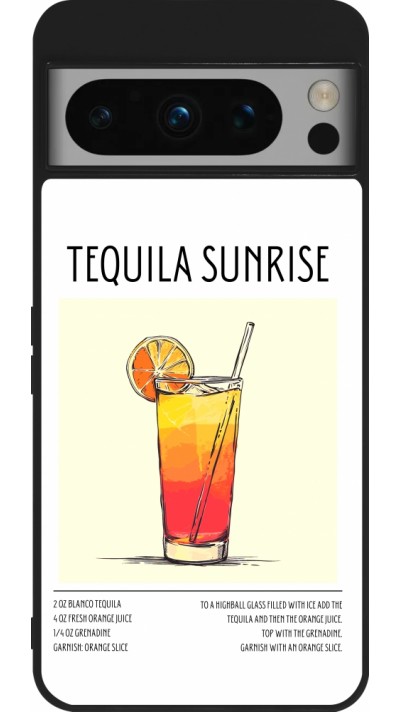 Coque Google Pixel 8 Pro - Silicone rigide noir Cocktail recette Tequila Sunrise