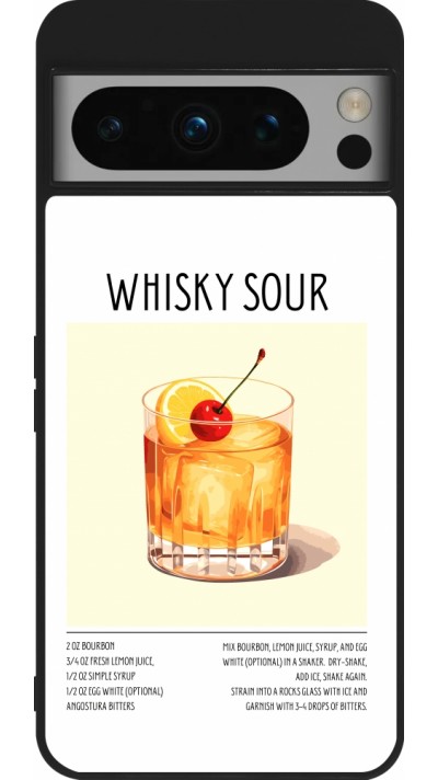 Coque Google Pixel 8 Pro - Silicone rigide noir Cocktail recette Whisky Sour