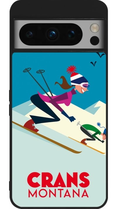 Coque Google Pixel 8 Pro - Silicone rigide noir Crans-Montana Ski Downhill