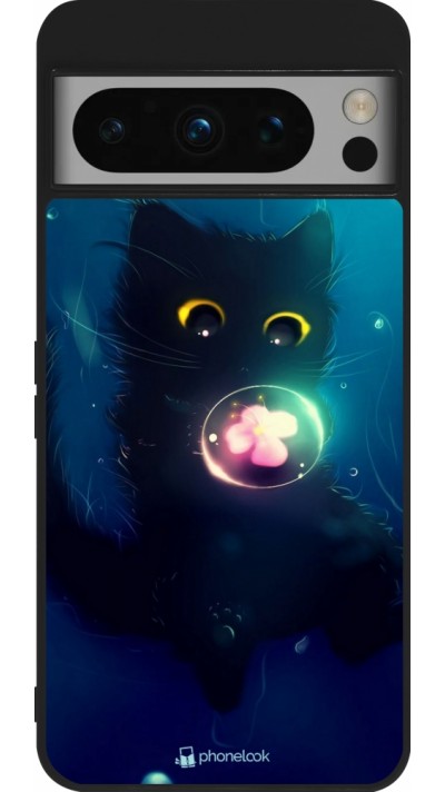 Google Pixel 8 Pro Case Hülle - Silikon schwarz Cute Cat Bubble
