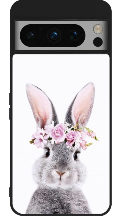 Google Pixel 8 Pro Case Hülle - Silikon schwarz Easter 2023 flower bunny