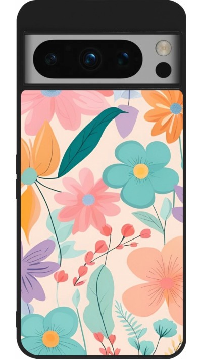 Google Pixel 8 Pro Case Hülle - Silikon schwarz Easter 2024 spring flowers