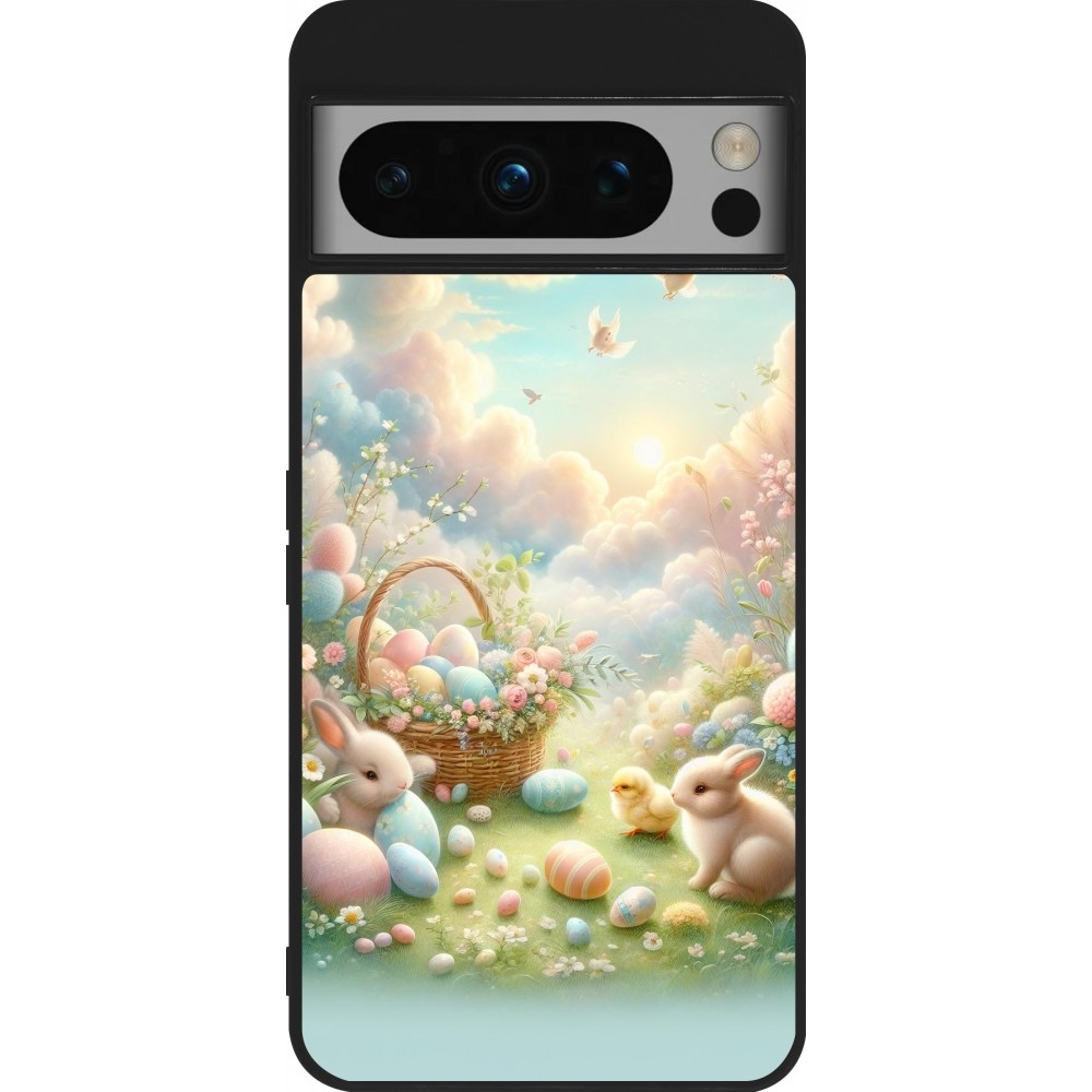 Coque Google Pixel 8 Pro - Silicone rigide noir Easter 2025 Pastel Pâques