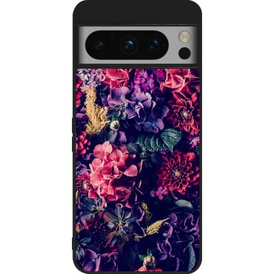 Google Pixel 8 Pro Case Hülle - Silikon schwarz Flowers Dark
