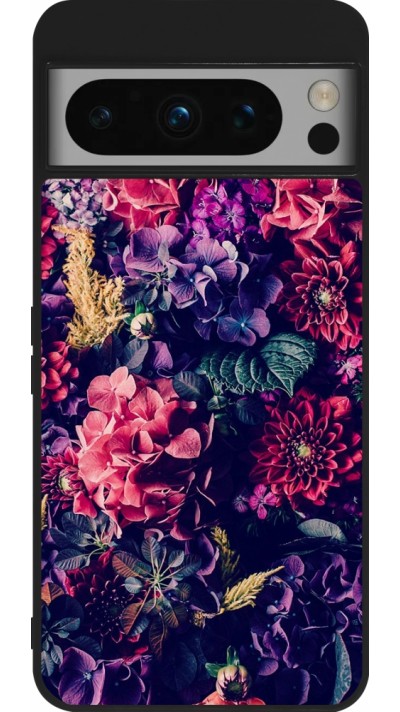 Google Pixel 8 Pro Case Hülle - Silikon schwarz Flowers Dark