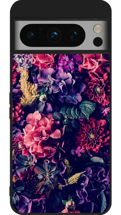 Coque Google Pixel 8 Pro - Silicone rigide noir Flowers Dark