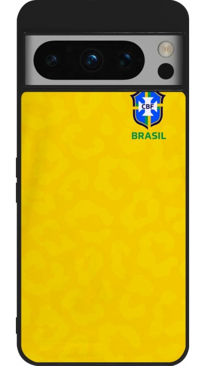 Coque Google Pixel 8 Pro - Silicone rigide noir Maillot de football Brésil 2022 personnalisable