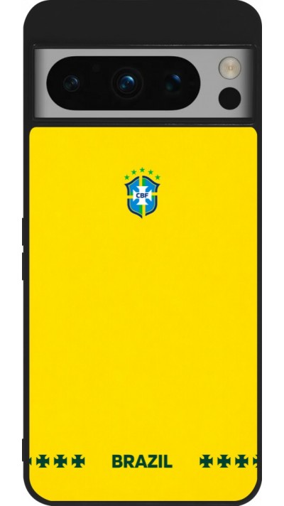 Coque Google Pixel 8 Pro - Silicone rigide noir Maillot de football Bresil 2026 personnalisable