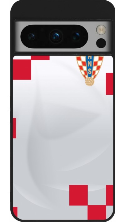 Coque Google Pixel 8 Pro - Silicone rigide noir Maillot de football Croatie 2022 personnalisable
