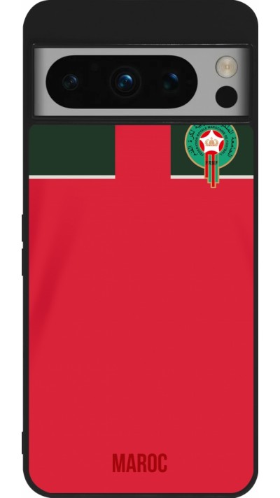 Coque Google Pixel 8 Pro - Silicone rigide noir Maillot de football Maroc 2022 personnalisable