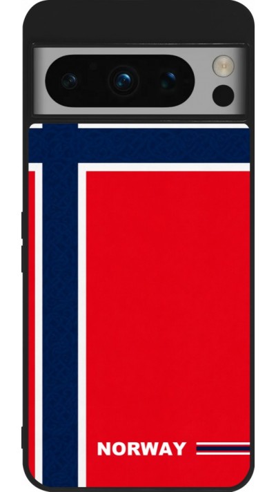 Coque Google Pixel 8 Pro - Silicone rigide noir Maillot de football Norvège 2026 personnalisable