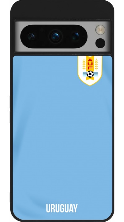 Coque Google Pixel 8 Pro - Silicone rigide noir Maillot de football Uruguay 2022 personnalisable