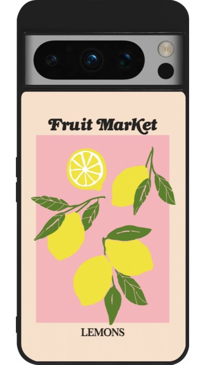Coque Google Pixel 8 Pro - Silicone rigide noir Fruit market lemons 2026