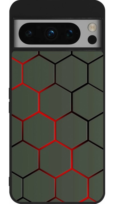 Google Pixel 8 Pro Case Hülle - Silikon schwarz Geometric Line red