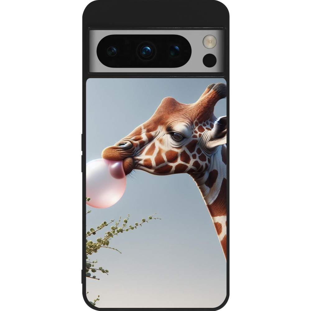 Coque Google Pixel 8 Pro - Silicone rigide noir Girafe à bulle