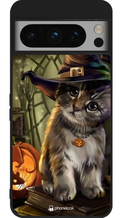 Google Pixel 8 Pro Case Hülle - Silikon schwarz Halloween 21 Witch cat