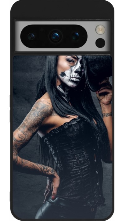 Coque Google Pixel 8 Pro - Silicone rigide noir Halloween 22 Tattooed Girl